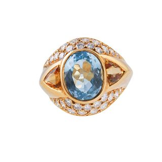 18k Gold Citrine Topaz Diamond Ring