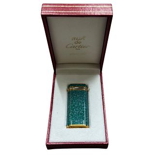 Cartier Trinity Gold Plated Green Lacquer Lighter