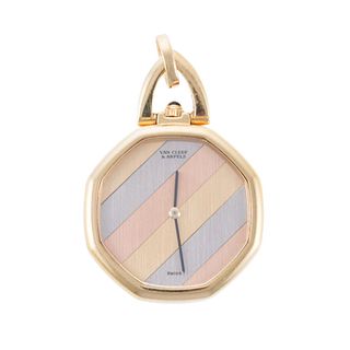 Van Cleef & Arpels 18k Gold Tricolor Watch Pendant Necklace 