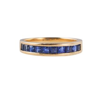 Tiffany & Co 18k Gold Sapphire Half Band Ring