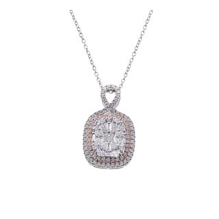 Gregg Ruth 18k Gold Pink White Diamond Pendant Necklace