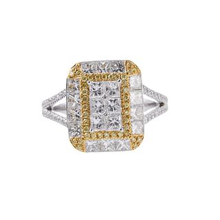 Gregg Ruth 18k Gold 2.03ctw Fancy Yellow White Diamond Ring