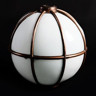 Copper-Mounted White Glass Globe Lantern