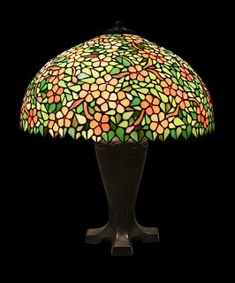 Leaded and Stained Glass Shade Table Lamp