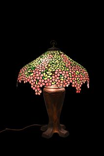 Leaded and Stained Glass "Apple Blossom" Lamp