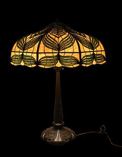Handel Peacock Overlay Table Lamp