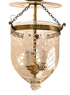 Set of Six Diamond Etched Bell Jar Lanterns