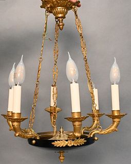 Empire Style Gilt Bronze and Patinated Chandelier