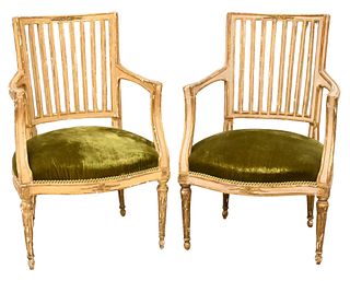 Pair of Scandinavian Neoclassical Open Armchairs