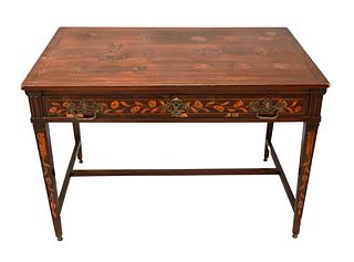 Dutch Floral Marquetry Mahogany Writing Table