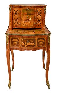 Louis XV/XVI Marquetry Miniature Chest on Stand in Two Parts