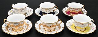 Group of Six Meissen Porcelain Cups and Saucers