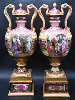 Pair of Large Porcelain Covered Urns/Vases