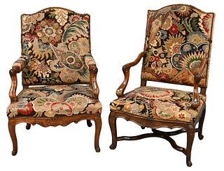 Two Similar Fauteuils Open Armchairs