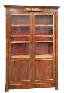 Large French Mahogany and Flared Mahogany Bookcase or Bibliotheque