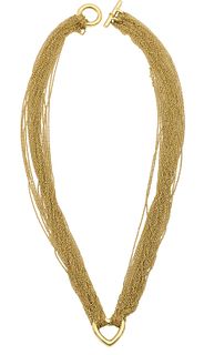 Tiffany and Company 18K Yellow Gold Multi Strand Mesh Heart Toggle Necklace