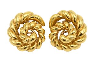 Pair 18K Yellow Gold Ear Clips