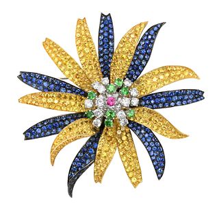 18K Yellow Gold Floral Brooch