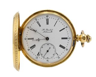 H. Provhet 18K Yellow Gold Closed Face Pocket Watch