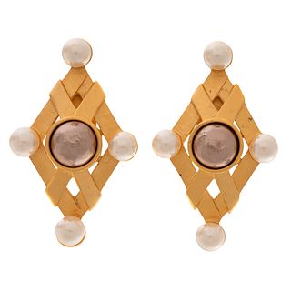 Pair of Faux Pearl, Gold-Tone Ear Clips, Karl Lagerfeld