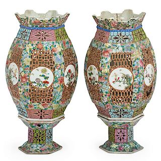 PAIR OF CHINESE PORCELAIN WEDDING LAMPS