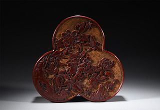 A Qianlong Period Leshantang Mark Cinnabar Lacquer Box and Cover