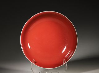 A Red Glaze Porcelain Plate