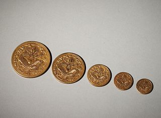 A Group of Dragon Patterned Gold Coins,Qing Dynasty,China