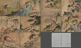 Attributed to Zhang Daqian, Chinese Painting Ink and Color on 10 Pages Paper Album