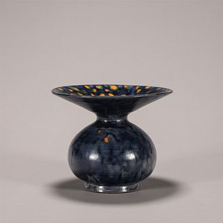 A Spotted Blue Glaze Gongxian Kiln Porcelain Vase,Tang Dynasty,China