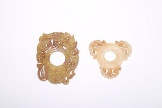 Two Jade Carving Pendant and Bi