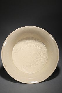 A Ding Ware White-Glazed Dragon Plate
