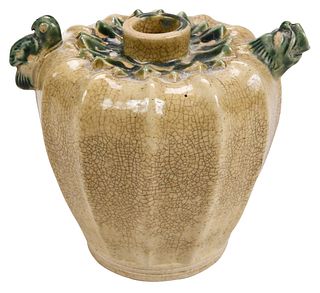 Chinese Gourd Form Pottery Oil Jar