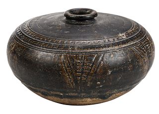 Cambodian Brown Glazed Pottery Honey Pot