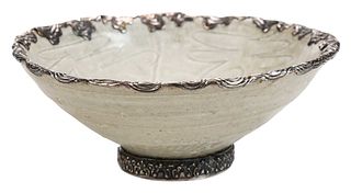 Chinese Celadon Bowl with Silver Mounts