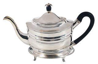 George III English Silver Teapot and Stand, William and Peter Bateman
