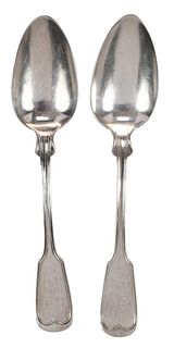 Pair of Agricultural Coin Silver Spoons