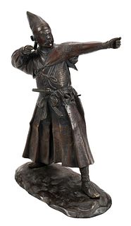 Japanese Bronze Sculpture of a Warrior