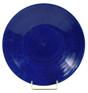 Chinese Monochrome Blue Glazed Porcelain Dish