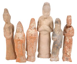 Six Early Chinese Pottery Burial Figures