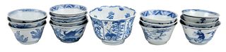 14 Chinese Blue and White Porcelain Teacups