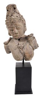  Javanese Terracotta Statue Fragment on Stand