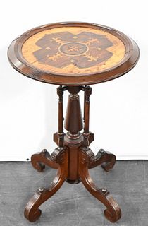 VICTORIAN PARLOR TABLE WITH BIRDSEYE MAPLE INLAY