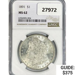 1891 Morgan Silver Dollar NGC MS62 