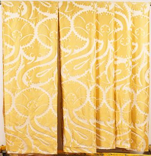 7 LG  Fine Yellow Silk Damask Drapery Panels