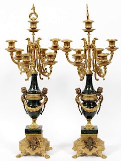 CONTINENTAL-STYLE GILT METAL AND MARBLE CANDELABRA