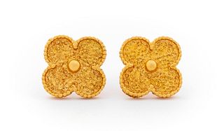18K Yellow Gold Alhambra Style Earrings