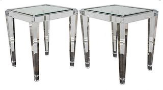 Modern Art Deco Revival Acrylic Side Tables, Pair
