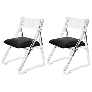 Mid-Century Modern Lucite Side Chairs, Pair