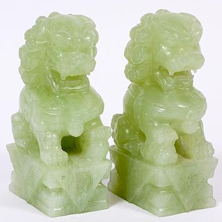 CHINESE CARVED HARDSTONE FOO DOGS PAIR